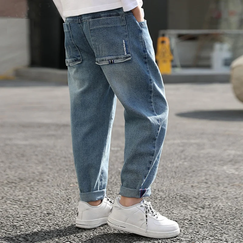 

IENENS Boys Jeans Denim Trousers Kids Clothes Children Clothes Spring Young Boy Straight Cowboy Trousers Casual Pants 4-11 Years