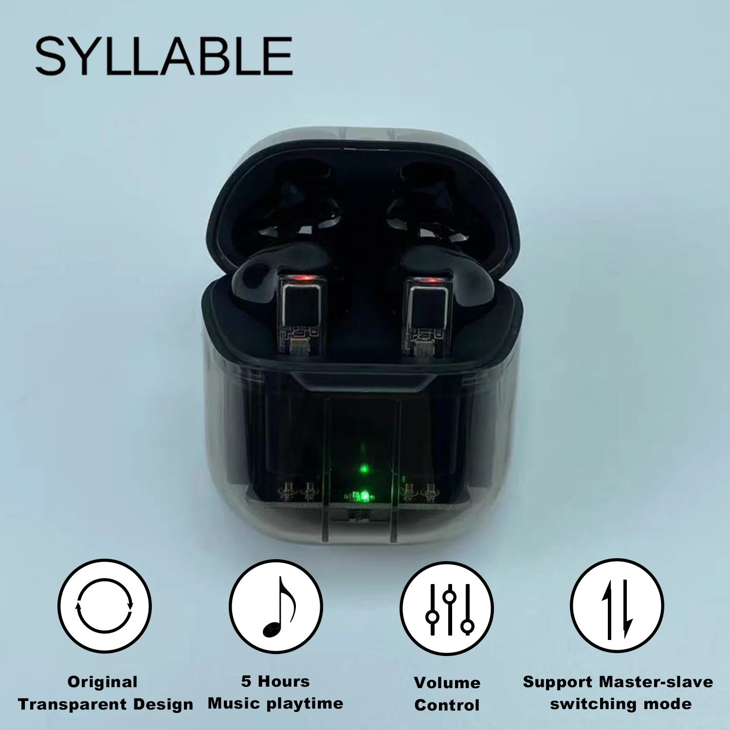 

Original SYLLABLE YX06 transparent design TWS Earphones True Wireless Stereo Earbuds Headset 5 hours Syllable YX06