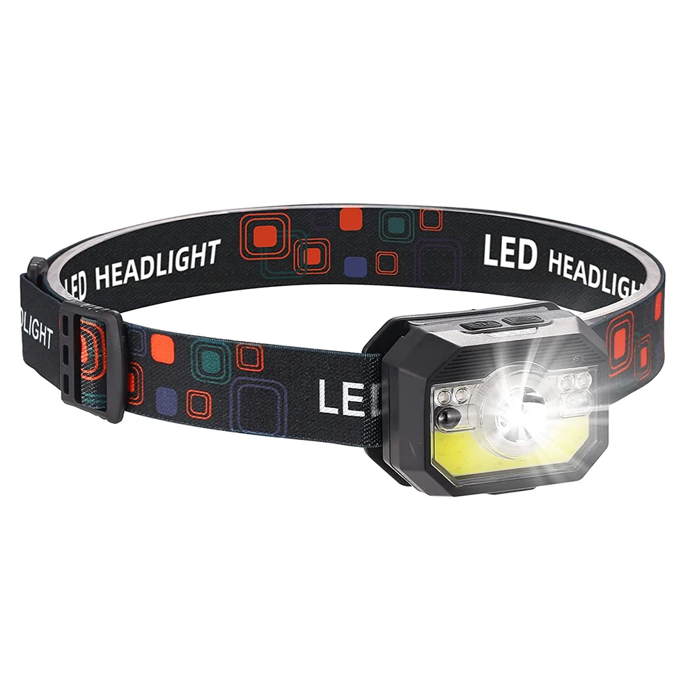 

Rechargeable LED Headlamp Motion Sensor Headlight Camping Flashlight Head-mounted Light Torch Lamp Outdoor Emergency Lighting