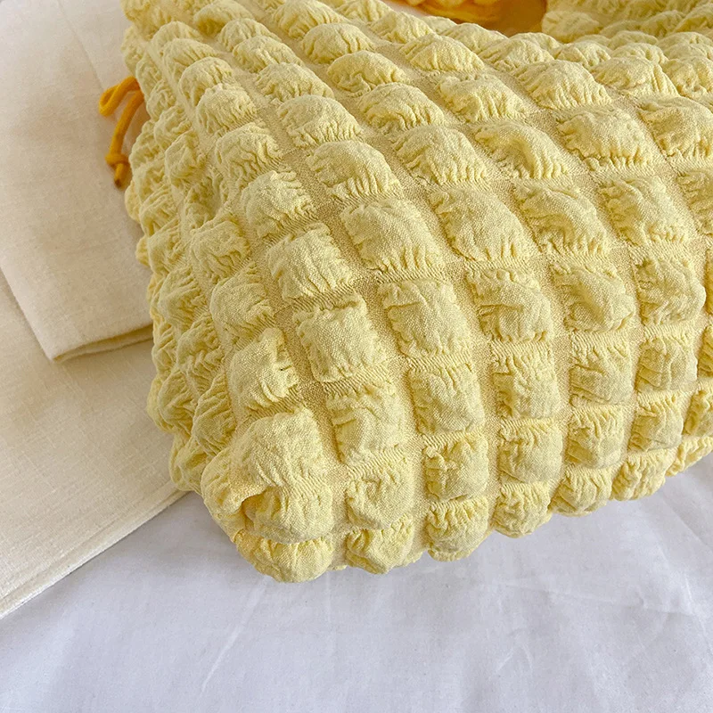 Summer Y2K Vacation Colorful Trend Shopper French Style Shoulder Puff Bag Women's Large Cute Simple Minimalist Tote Ruffle Strap