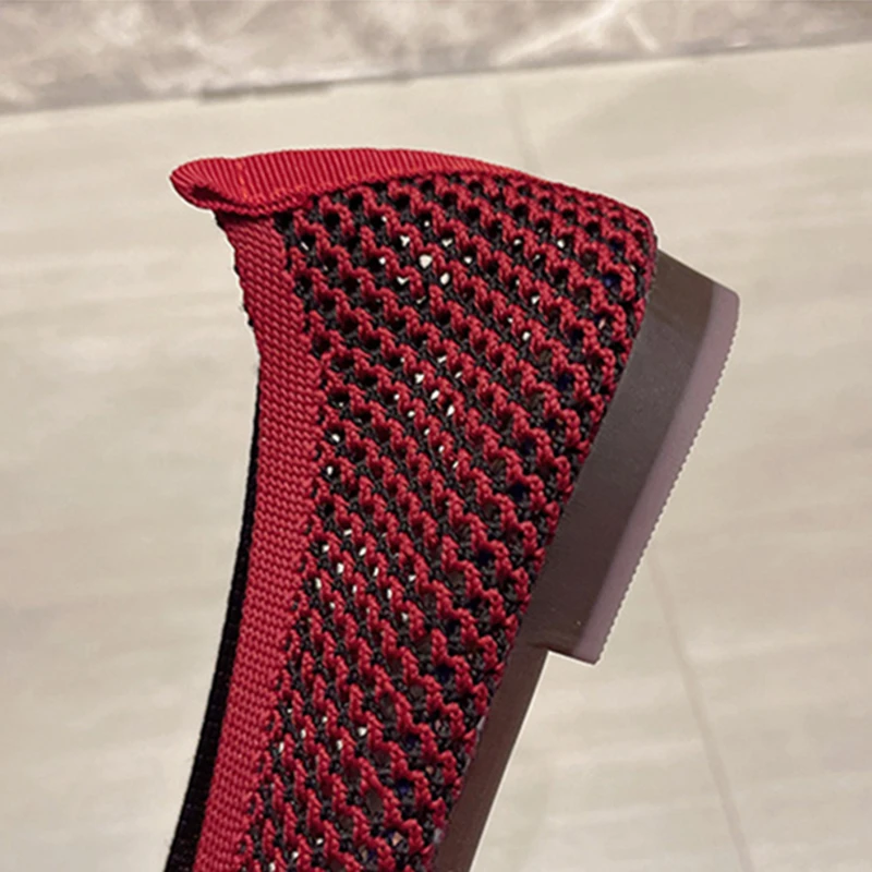 All-match Knitted Breathable One Pedal Shallow Mouth Shoes Flats Soft Surface Shoes Comfortable Women's Loafers Zapatillas Mujer