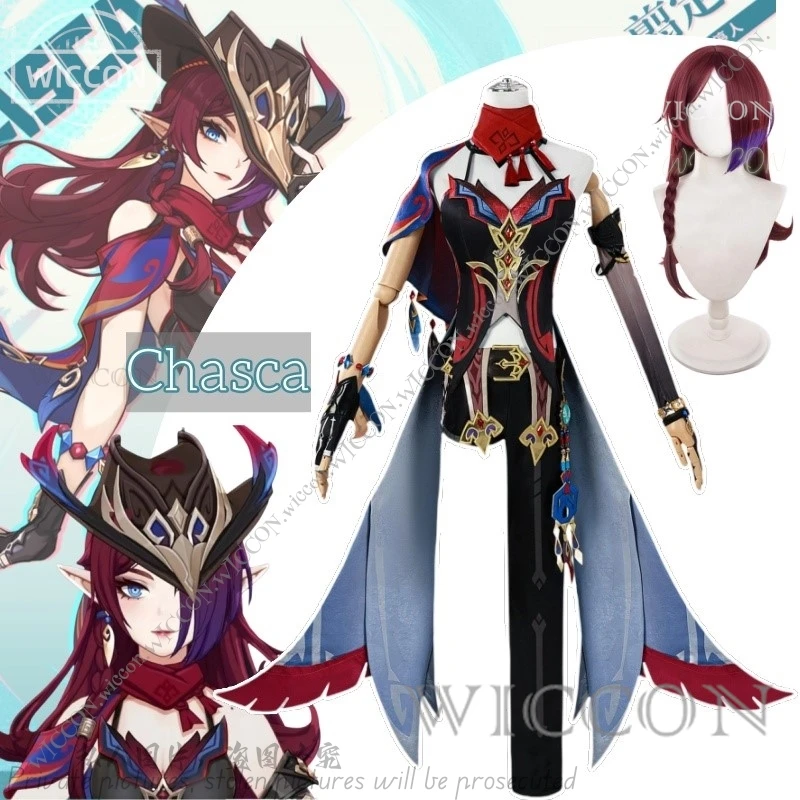 Chasca Genshin Impact Game Flower-Feather Clan Natlan Косплей Костюм Парик Новый Хэллоуин Вечеринка Cos