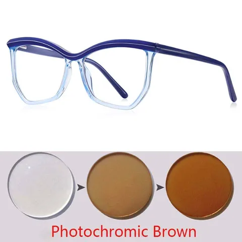 Многогранные фотохромные очки для женщин, очки для близорукости, для студентов, Короткие фотохромные очки 0-0,5-1-1,25-1,5-1,75-2,0 до-6