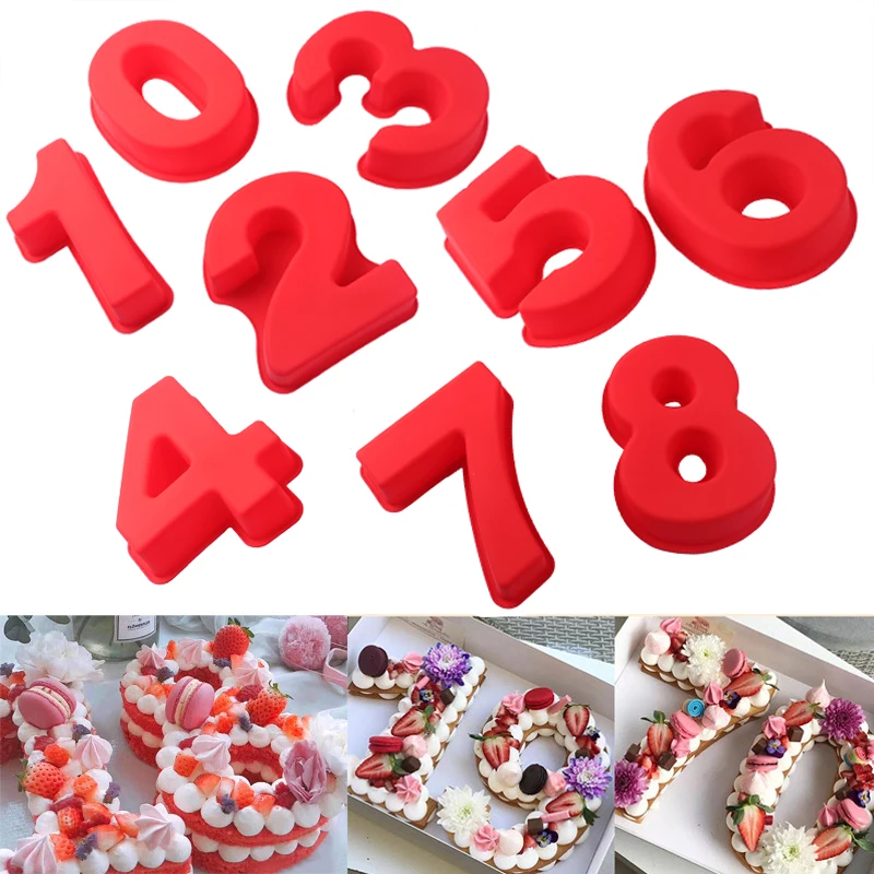

Large 0-9 Number Silicone Mold Cake Molds Fondant Molds Sugar Craft Chocolate Moulds Tools Cake Decorating Tools Bakeware XK092