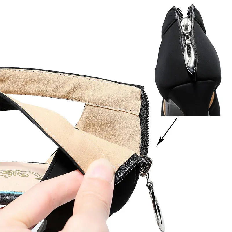 Women Latin Dance Shoes Ladies Dancing Shoes 6cm Heel Salsa Tango Soft Rubber Sole Girls Dance Boots Heeled Sandals Plus Size 43