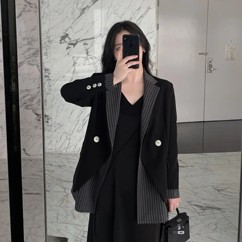 

CNACNOO Black Stripes Blazers Elegant Fall Outfits Jacket for Women Clothing Spring Women's Blazer Suits Casual Korean Coat
