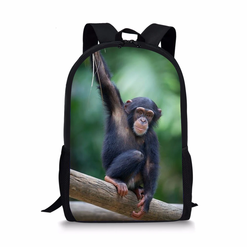 Chimpanzee Print Backpack Portable Casual Outdoor Travel Children's Knapsack Durable Large Capacity School Bags for Girls Boys
