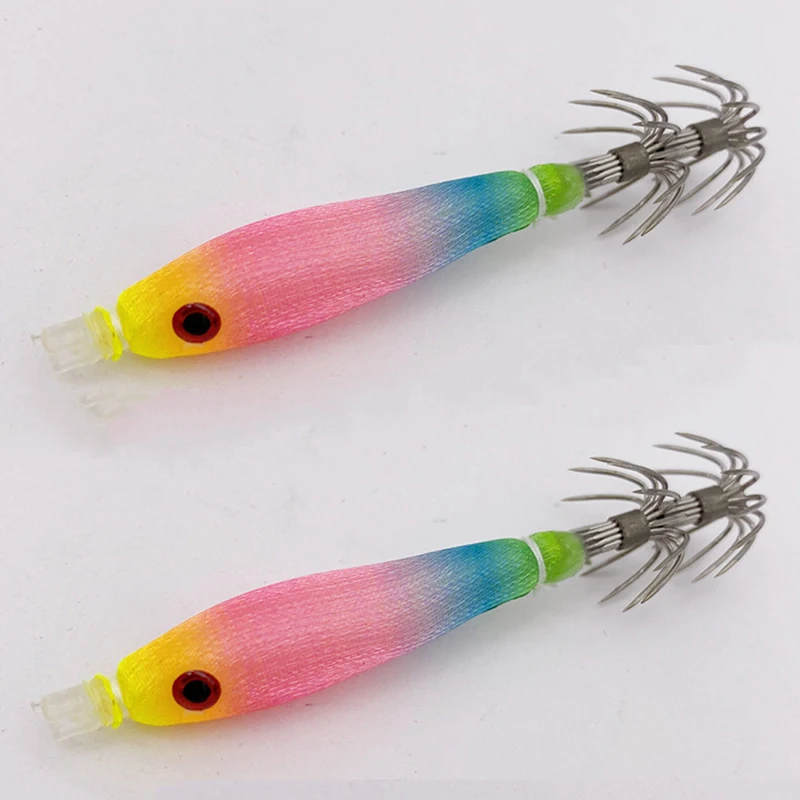 

2Pcs Luminous UV Blowing Tube Octopus Jig Hook Wood Shrimp Bait Bazooka Squid Hook Cloth Roll Sea Fishing Explosion Hook