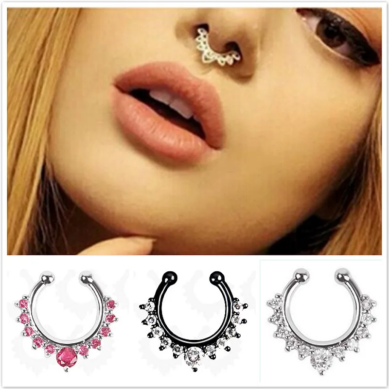 

Women Alloy Nose Ring Nose Piercing Fake Piercing Nose Hoop for Women Body Jewelry Gift With Delicate Gift Box
