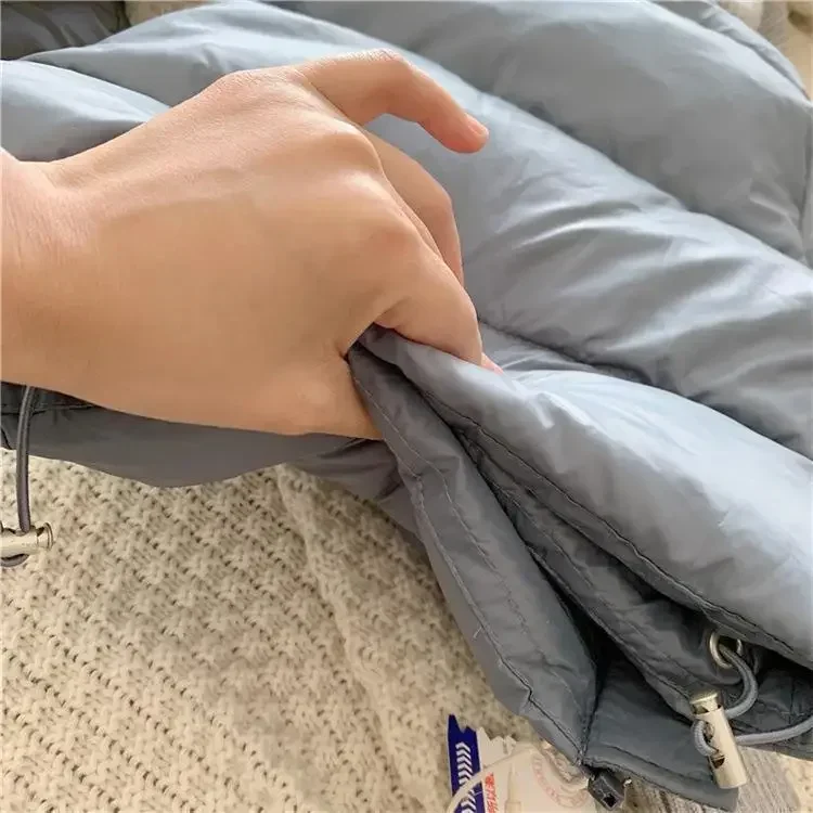 2024Новая зимняя вязаная лоскутная куртка с капюшоном в корейском стиле для