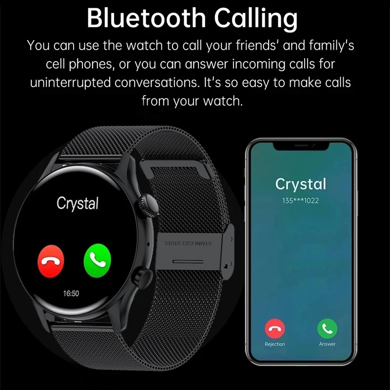 2022 NFC Men Smart Watch AMOLED 390*390 HD Screen Always Show Time Bluetooth call SmartWatch Men IP68 Waterproof for Android IOS