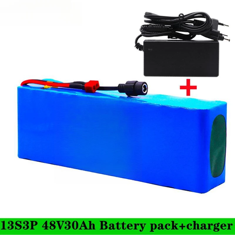 

48V Lithium Ion Batterij 48V 30Ah 1000W 13S3P Lithium Ion Batterij Voor 54.6V E-fiets Elektrische Fiets Scooter Met Bms + Lader