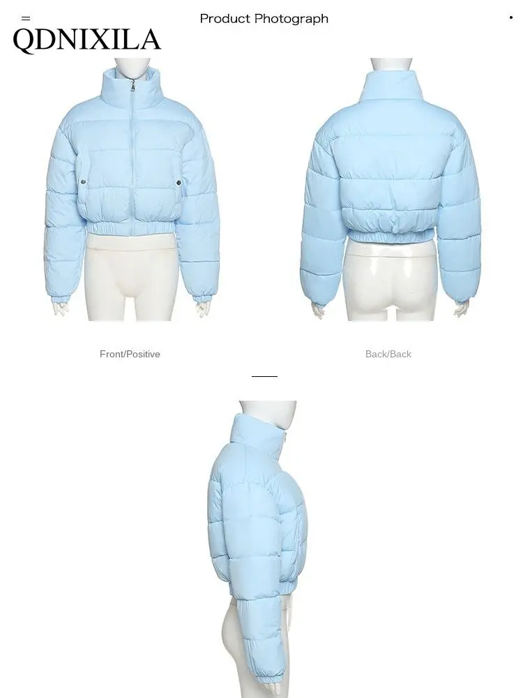 2022 Winter Coat for Women Keep Warm and Thick Jackets Blue Short Coat Cute Fluffy Cotton-padded Jacket Winter Clothes Women