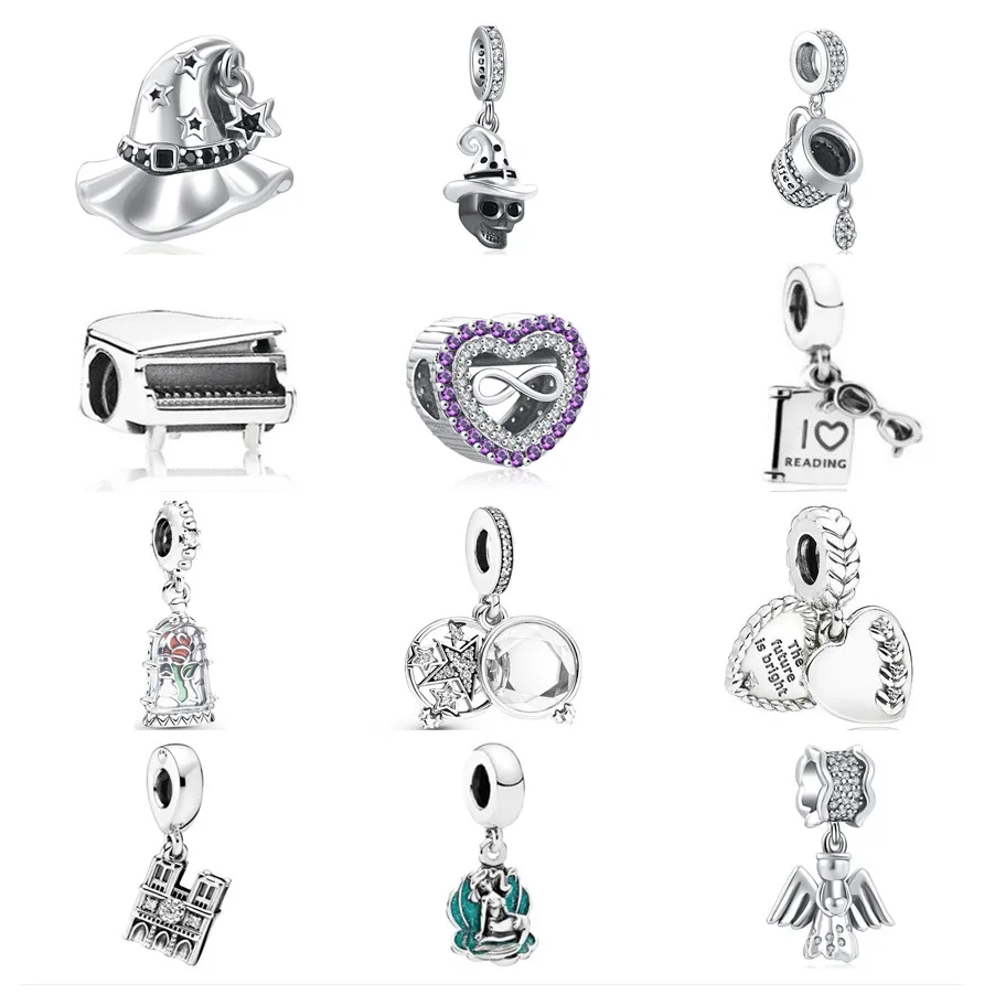 Новая шляпа пианино сверкающая кофейная чашка Подвеска Шарм Бусина Подходит для