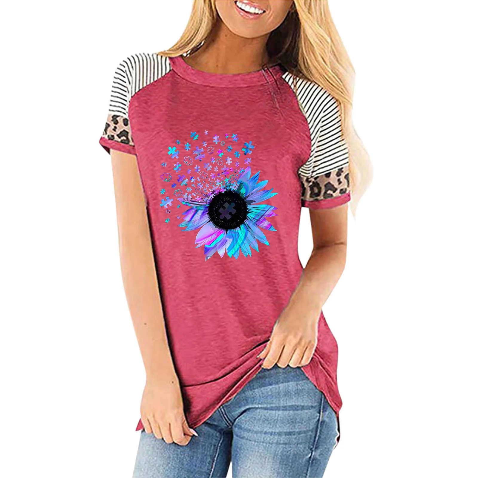 

Women Blouse Top Flower Print Stylish T-shirts