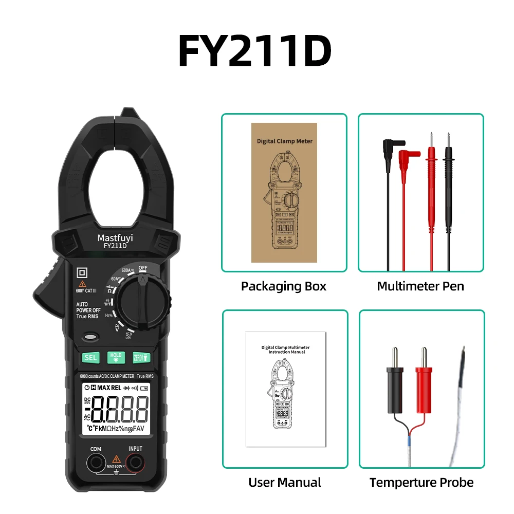 MASTFUYI Цифровые клещи 6000 отсчетов
