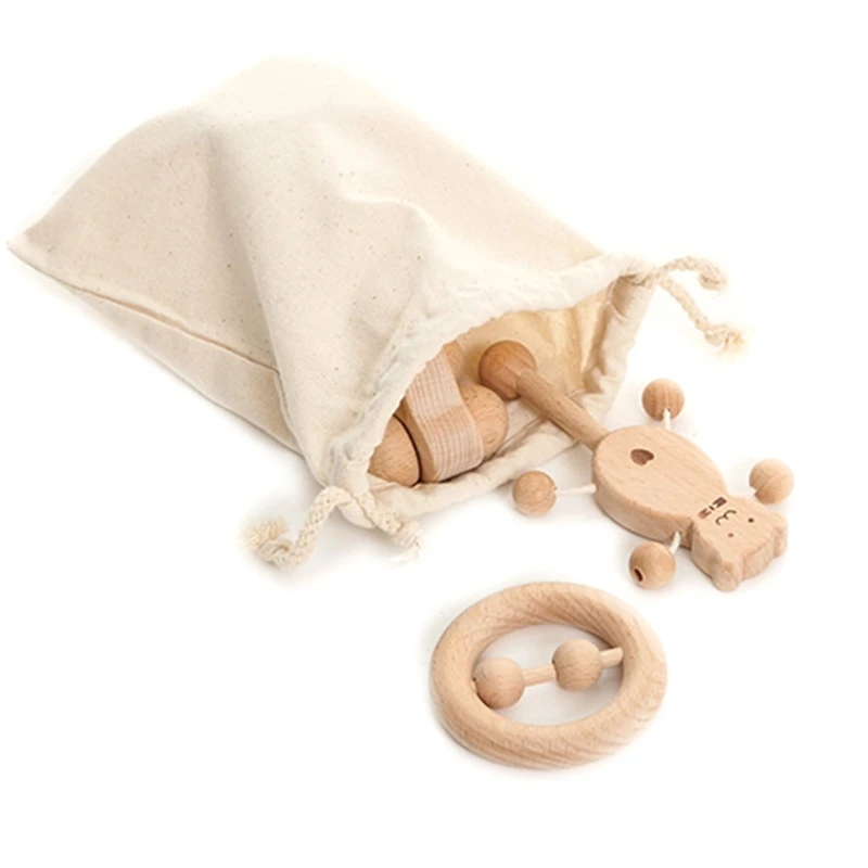 

Kids Accompany Toys Sleeping Accompany Relieve Boredom Beads Wooden Rattle Food Grade Wooden Material