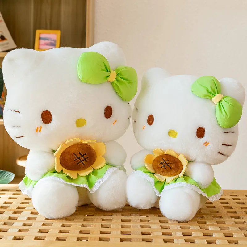 

Новинка, плюшевая игрушка в виде подсолнуха Hello Kitty, милая мультяшная кукла Sanrio, украшение для комнаты девочки, Подушка для сна, детские подарки на день рождения