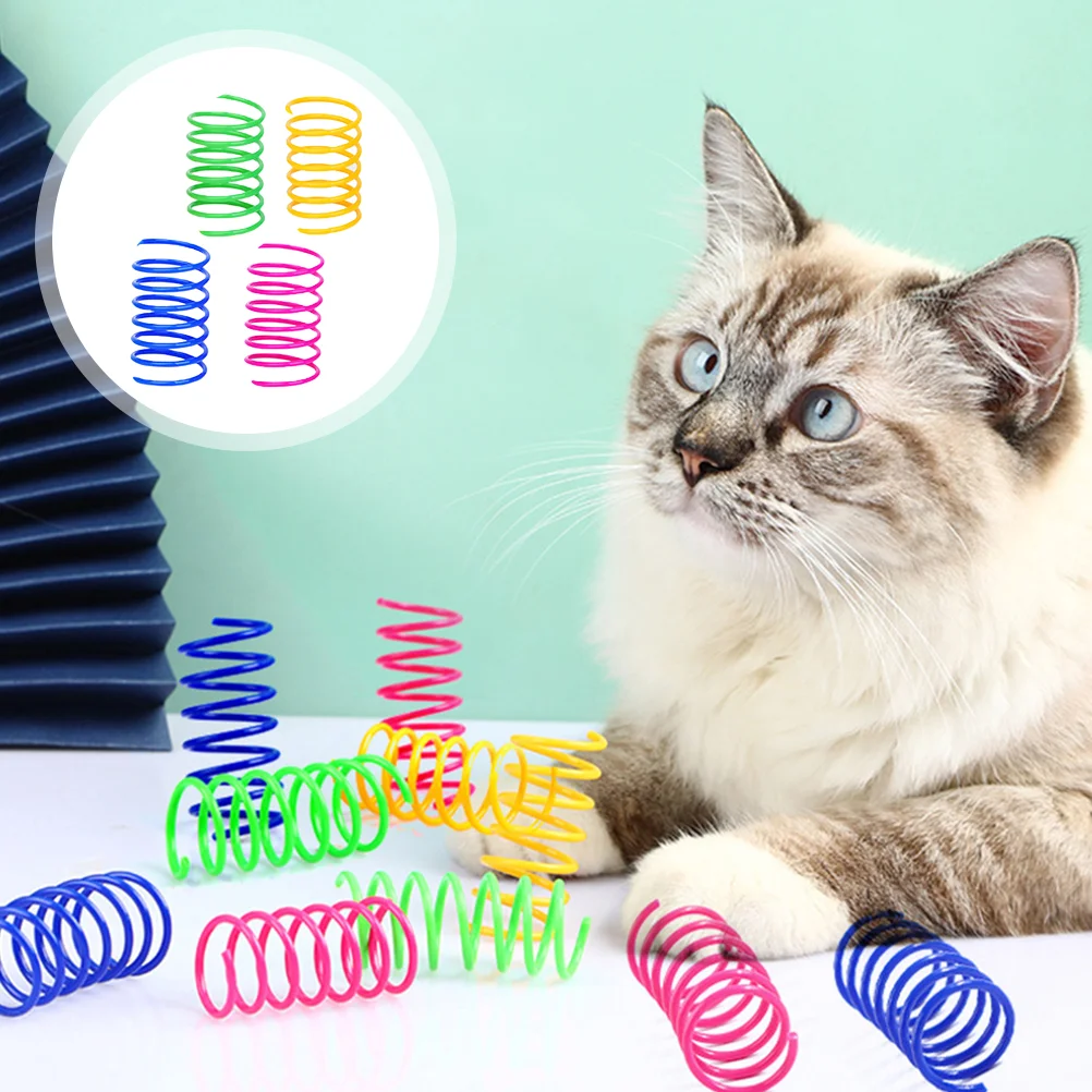 

36pcs Colorful Cat Spring Toys Portable Kitten Teaser Toys Rubber Spring Plaything (Random Color)