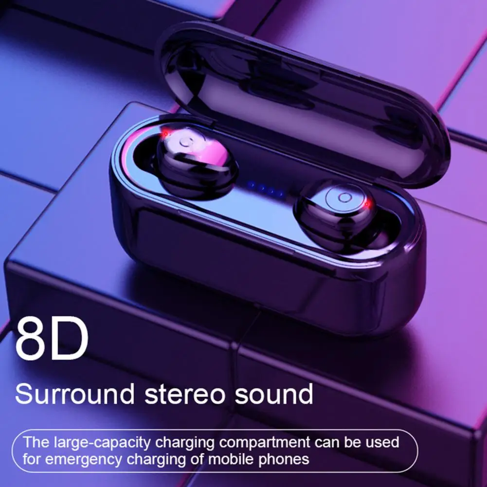 

TWS F9 Wireless Earbuds Waterproof Binaural Stereo ABS Bluetooth-compatible 5.0 True Wireless Stereo In-ear Earphones for Sports