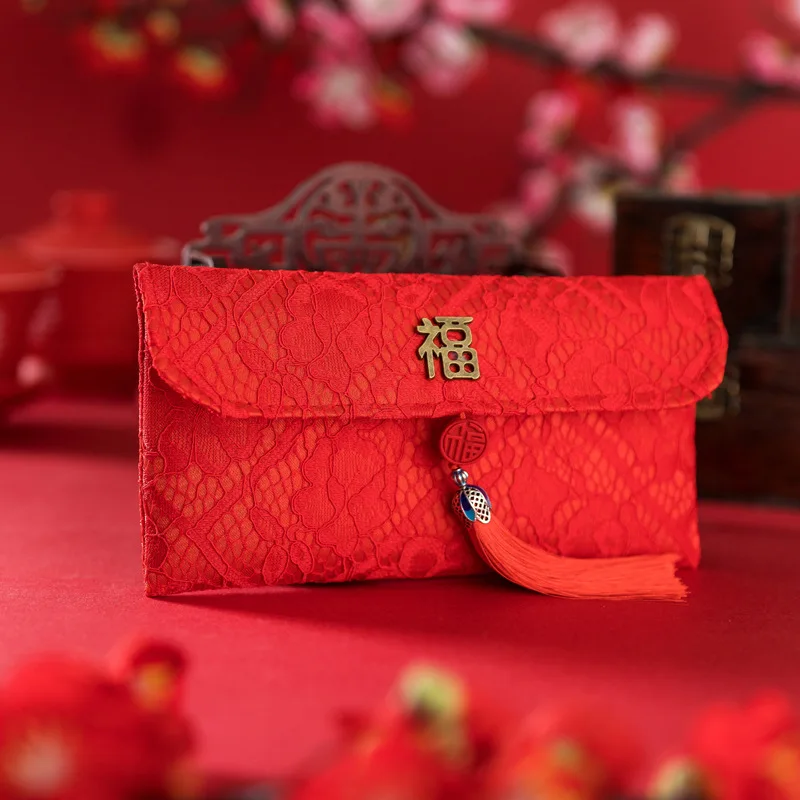 

High-grade Brocade Red Envelopes Wedding Baby Full Moon New Year Birthday Gifts Ten Thousand Yuan Fabric Cloth Red Envelopes Bag