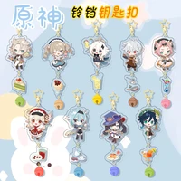 anime genshin impact character new style creative keychains zhongli hutao albedo ganyu kaeya acrylic keyrings cute bag pendants