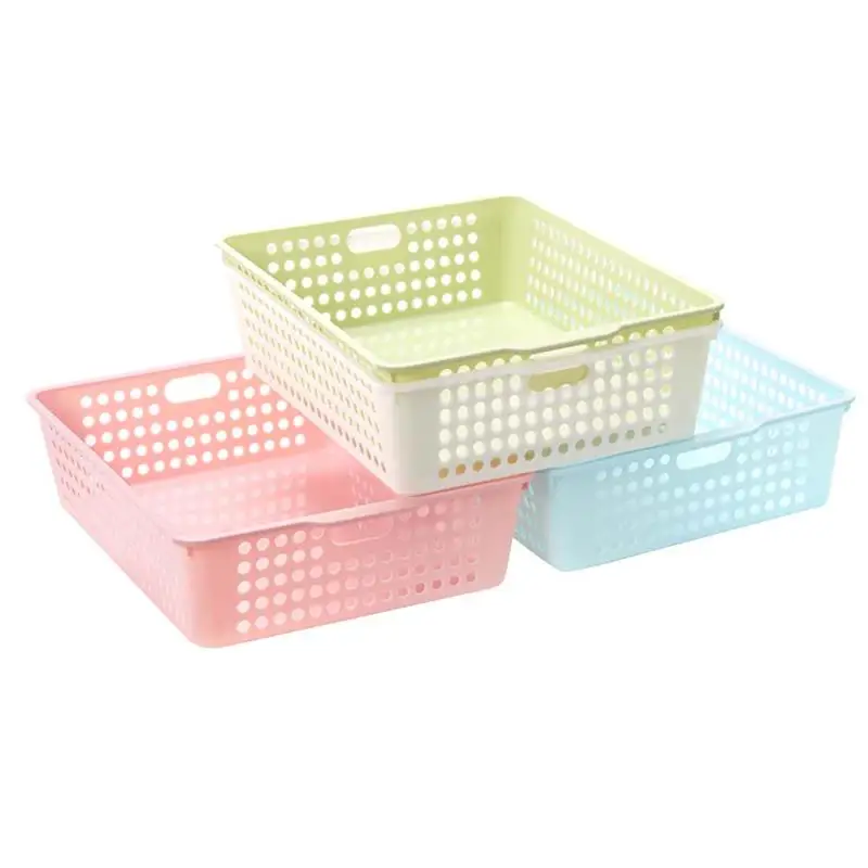 

3pcs Storage Basket Desktop File Storage Box Container Office Organizer (Pink + Blue + White)