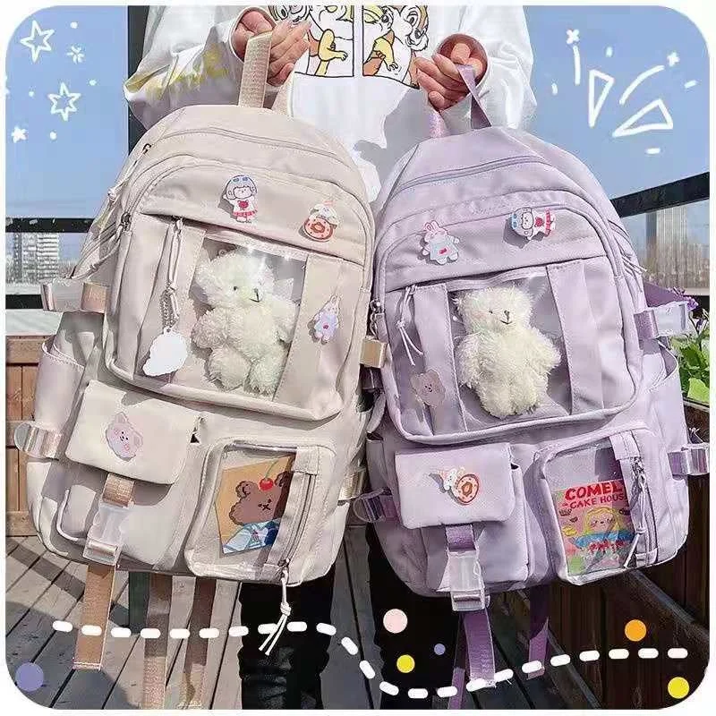 Simple Portable Travel Bag Girls' Backpack New School Bag For Teenagers Nylon Multi-functional Backpacks