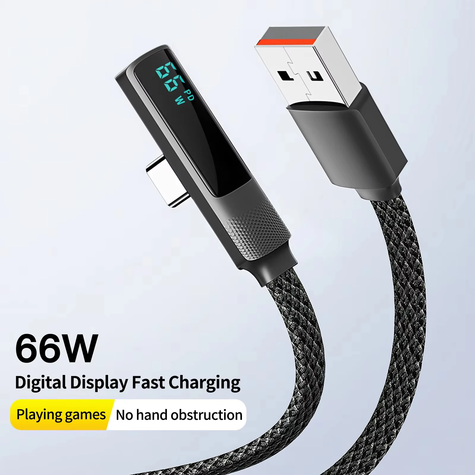 Фото 90 °   Светодиодный цифровой дисплей USB-C к Type C, зарядное устройство, шнур для быстрой зарядки для iPhone 17/16/15 pro max Samsung Galaxy S25/S24 №4
