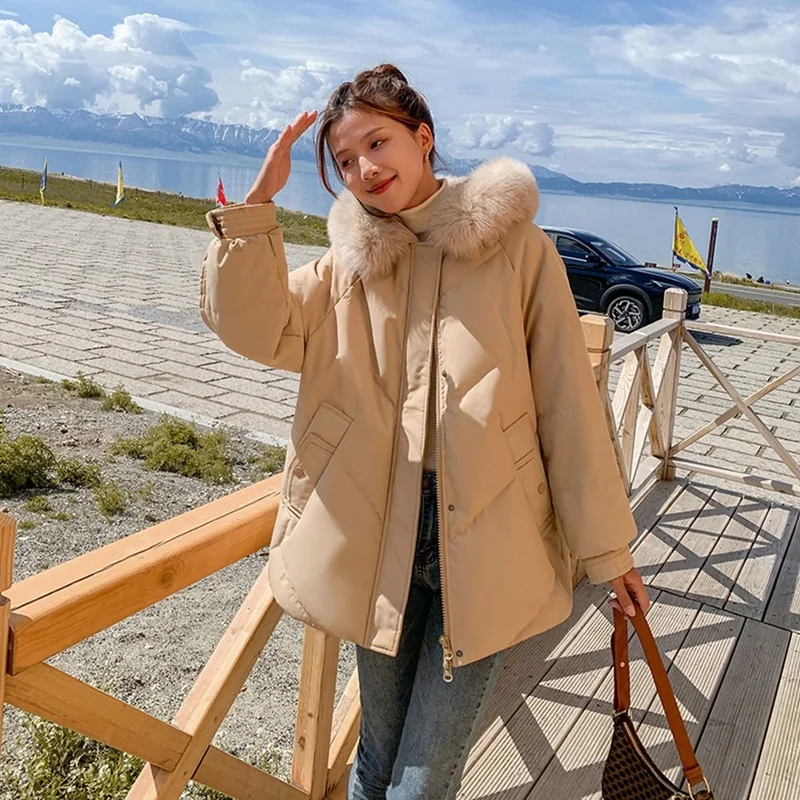 2023 New Mid-length Coats Trendy Patchwork Overcoat Down Cotton Parkas Women Winter Super Thick Warm Korean Loose Snow Jackets