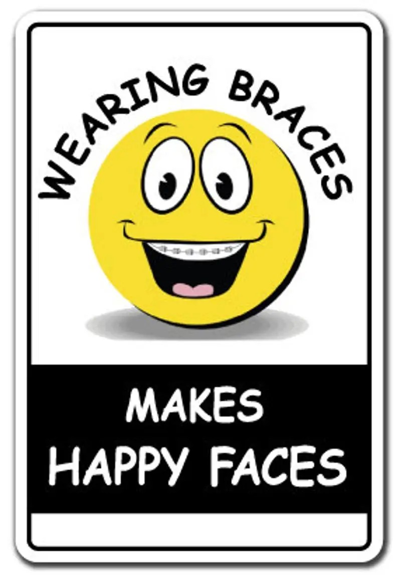 

Wall Decoration Home Hotel Shopping Mall Metal Plate 12*8 Inch Wearing Braces Makes Happy Faces Tin Sign Plaque Metal Plaque