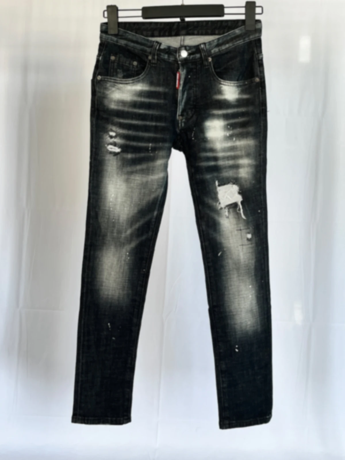 2024 весна и лето новые мужские джинсы D2 модные потертые с принтом брызги чернил