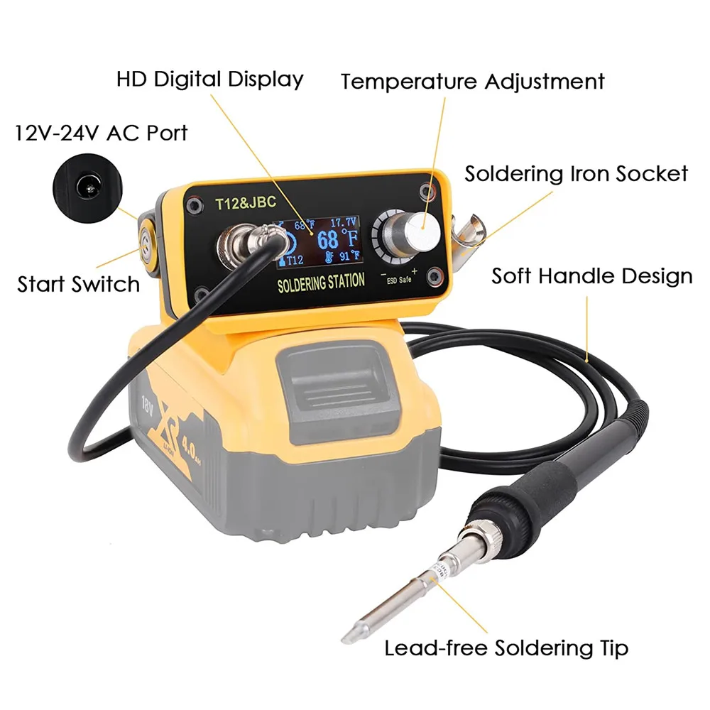 Cordless Soldering Iron Station For Dewalt 20V Max Li-ion Battery DIY Electric Digital Soldering Station For Repair Wire Welding