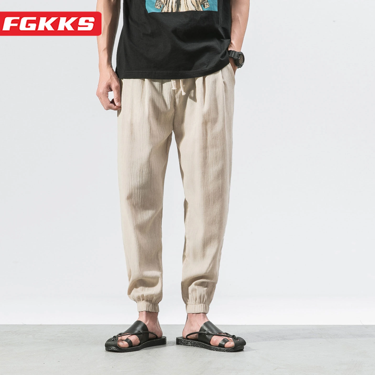 

Мужские повседневные брюки FGKKS 2023, дышащие повседневные штаны из чистого хлопка с набивкой, высокое качество, хит продаж, повседневные мужск...
