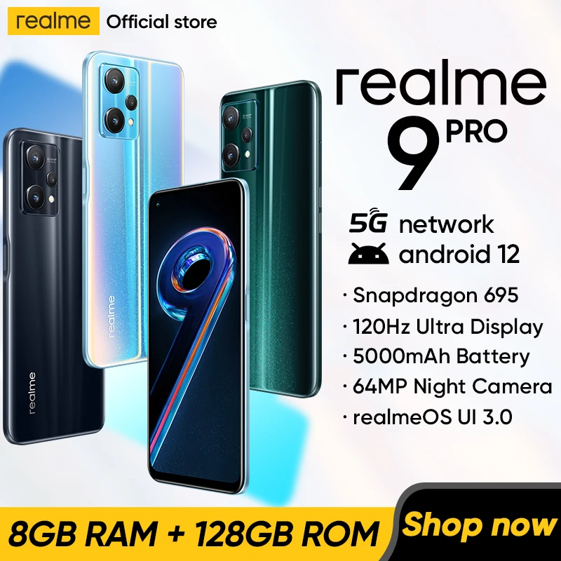  realme 9 pro world premiere 8GB ram 128GB rom early bird price Qualcomm Snapdragon 695 smartphone 5g mobile phone 120Hz display 