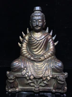 9 tibetan temple collection old bronze cinnabar mud gold northern wei buddha king of france amitabha worship buddha ornament