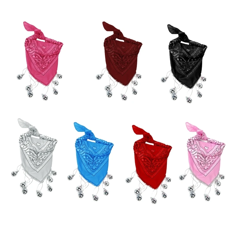 

Western Fringed Bandana for Bridal Shower Vintage Cowgirl Headscarf Costume Female Bandana Night Club Party Wear