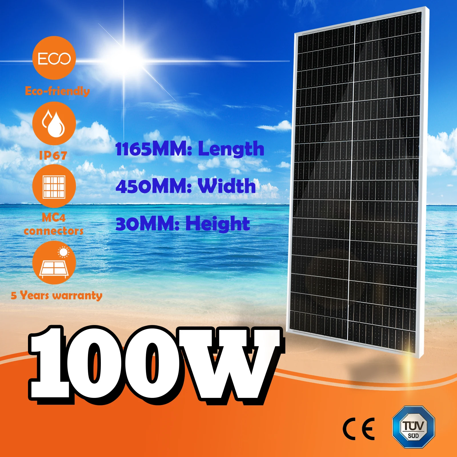 

Jingyang Solar Panel 100w 200w 300W 18V Rigid Solar Panel 25 Year Lifetime Photovoltaic Monocrystalline Cell 12V Battery Charger