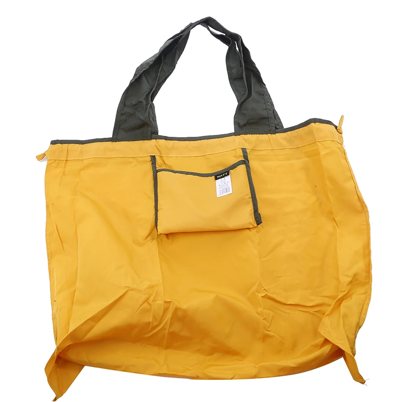 

Многоразовая сумка на шнурке большой емкости, нейлоновая Складная продуктовая сумка, складной экологически чистый мешок для покупок, большой пляжный тоут из полиэстера
