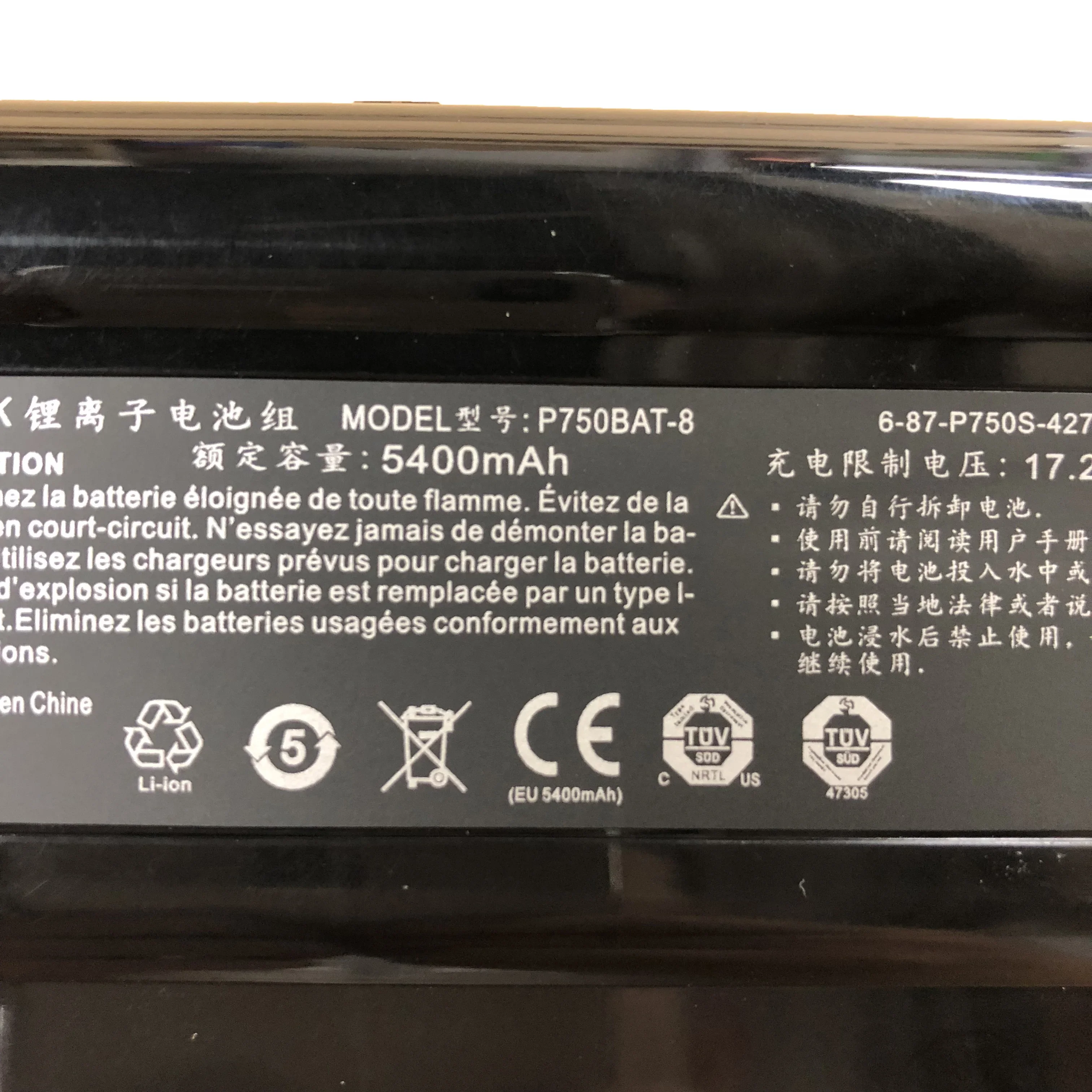 14 8 В 82 Втч/5400 мАч P750BAT-8 ОРИГИНАЛЬНЫЙ 6-87-P750S-4272 6-87-P750S-4U73 Аккумулятор для ноутбука Clevo