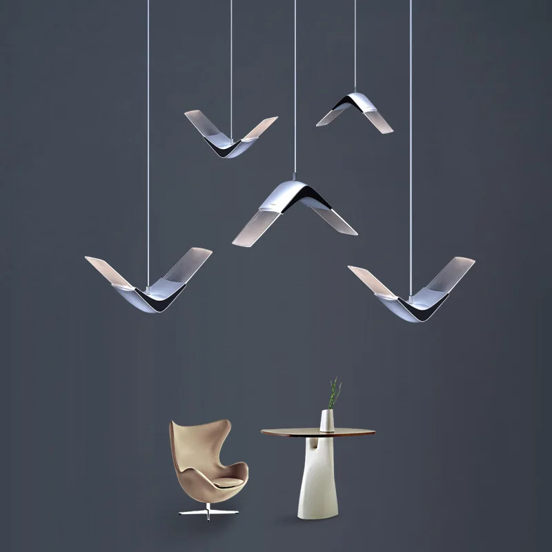 

Led Art Chandelier Pendant Lamp Light Modern minimalist creative personality bird seagull long duplex loft living dining room