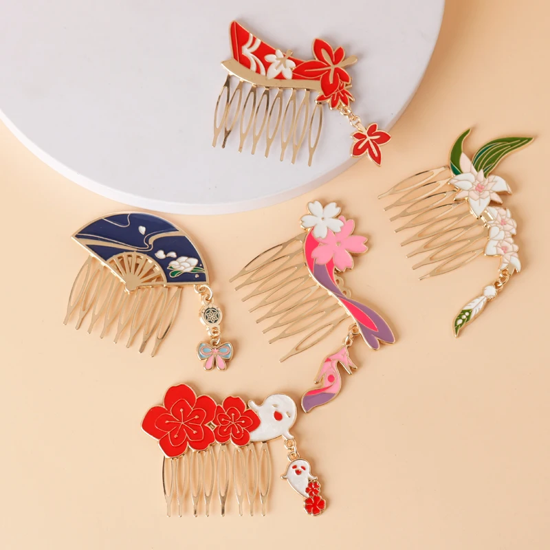

Genshin Impact Hair Comb Women Flower Hair Jewelry Hutao Flower Hair Ornaments Clips Clamp Elegant Hair Accessories