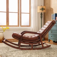 lazy sofa leisure american solid wood reclining chair rocking chair siesta reclining chair carefree chair cowhide balcony living