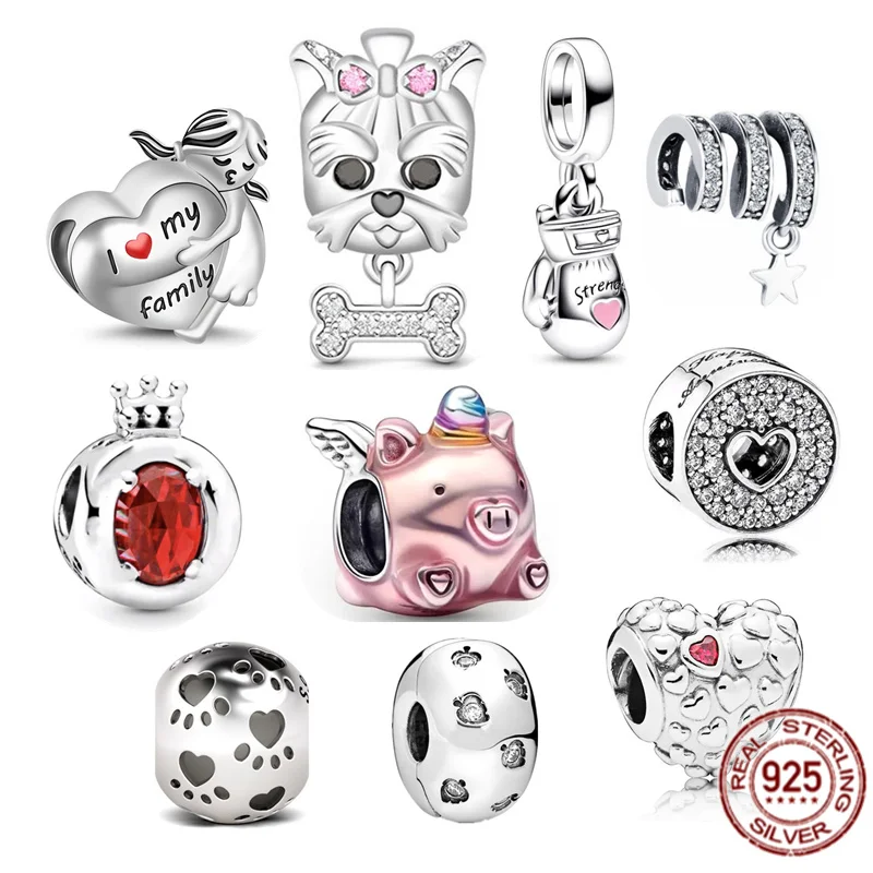 NEW Flying Unicorn Pig Boxing Glove Charm Bead 925 Sterling Silver Jewelry Gift Fit Original Pandora Bracelet Necklace For Women