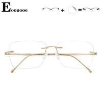 titanium rimless glasses eyeglasses for men women optical lenses multifocal glasses myopia reading eyewear