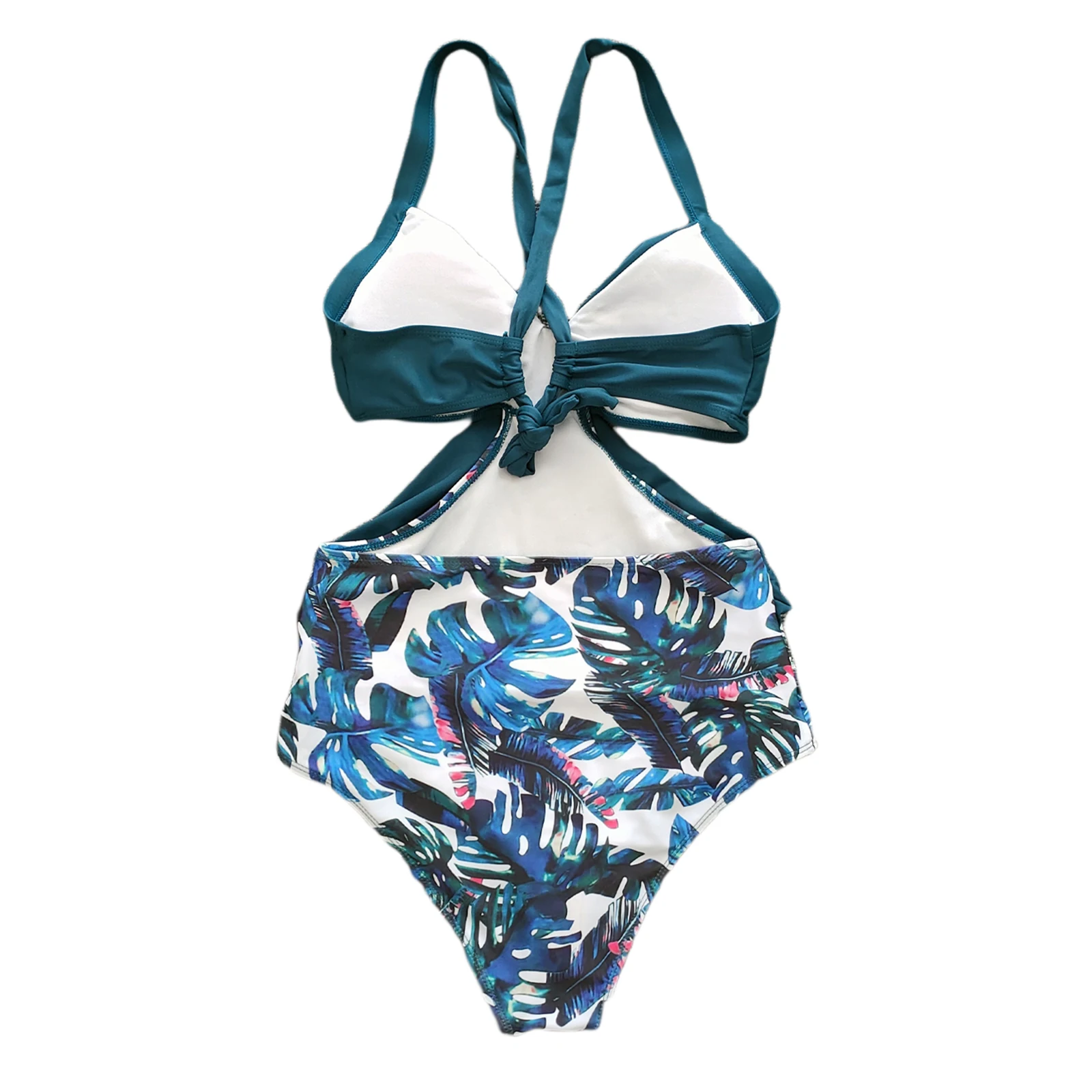 Женский купальный костюм купальник с леопардовым принтом облегающий высокой