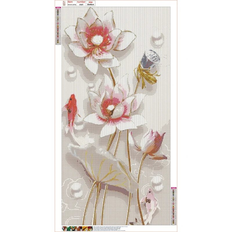 Акция! Алмазная 5D картина сделай сам мозаика с рисунком пейзажа лотоса рыбы