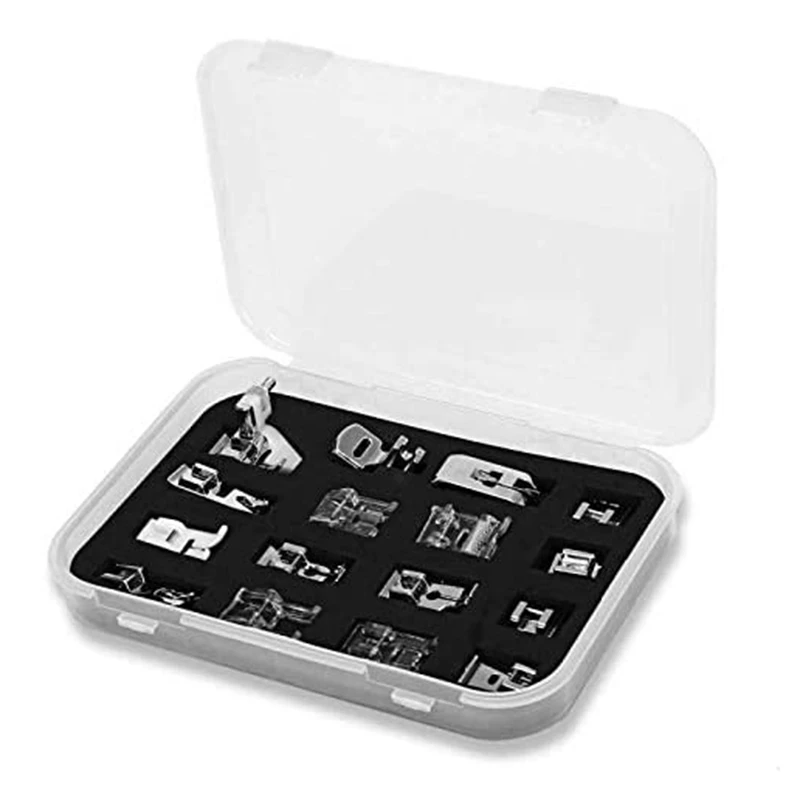 

16PCS Presser Foot Set Attachment Low Shank for Sewing Machine with Storage Case and Presser Feet List