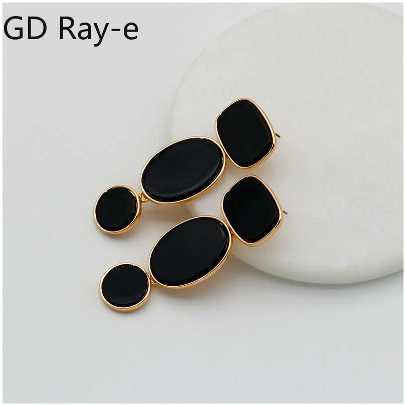 

Fashion Black Acrylic Irregular Geometry Round Earrings Dangle for Women Party Long Tassel Square Metal Luxury Earring Jewelry