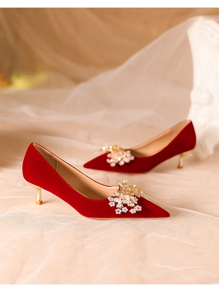 Женские Свадебные Туфли-лодочки На Тонком Высоком Каблуке Во Французском Стиле